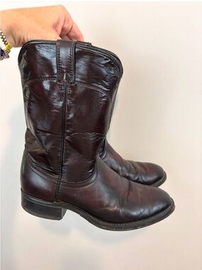 Laredo Men’s Cherry Red Leather Roper Western Boots extra wide